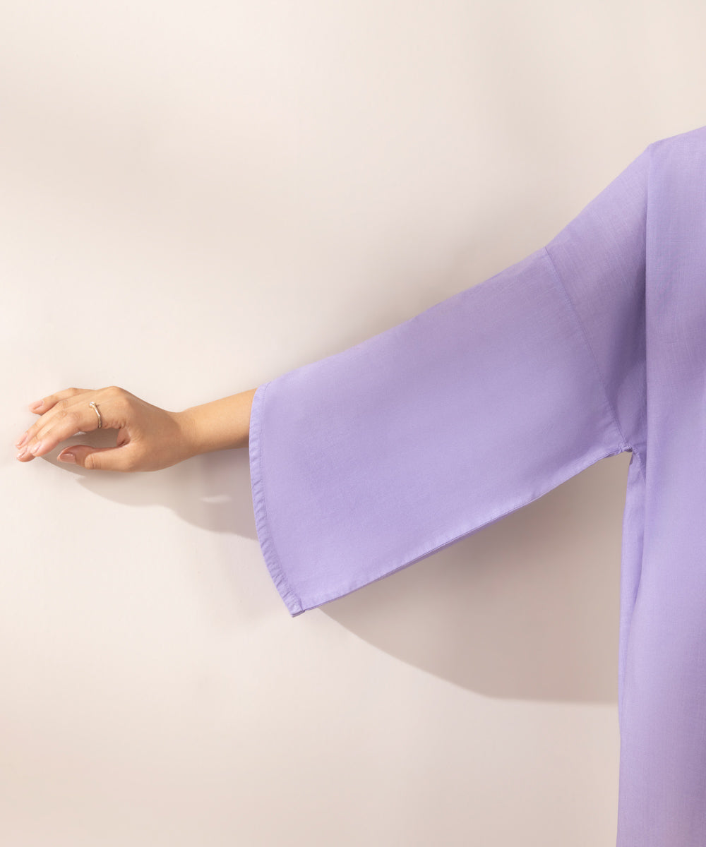 Women's RTW Cross Hatch Purple Solid Boxy Shirt