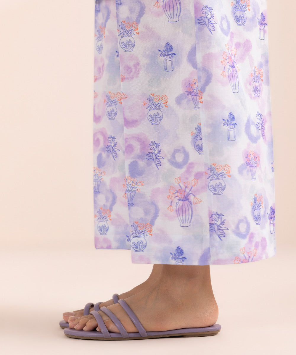 Women's Pret Cambric Purple Printed Culottes