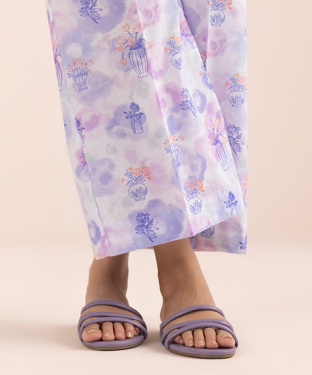 Women's Pret Cambric Purple Printed Culottes