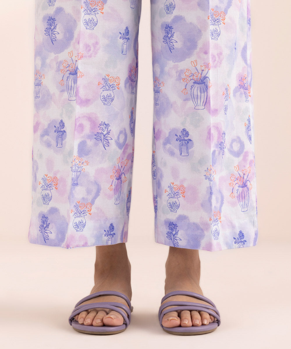 Women's Pret Cambric Purple Printed Culottes