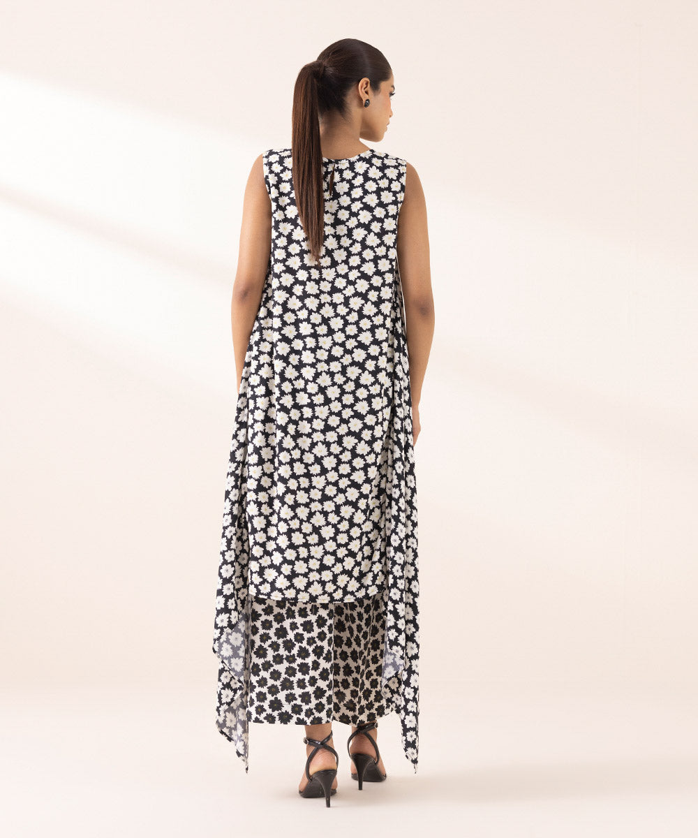 Women's RTW Arabic Lawn Black Printed A-Line Shirt