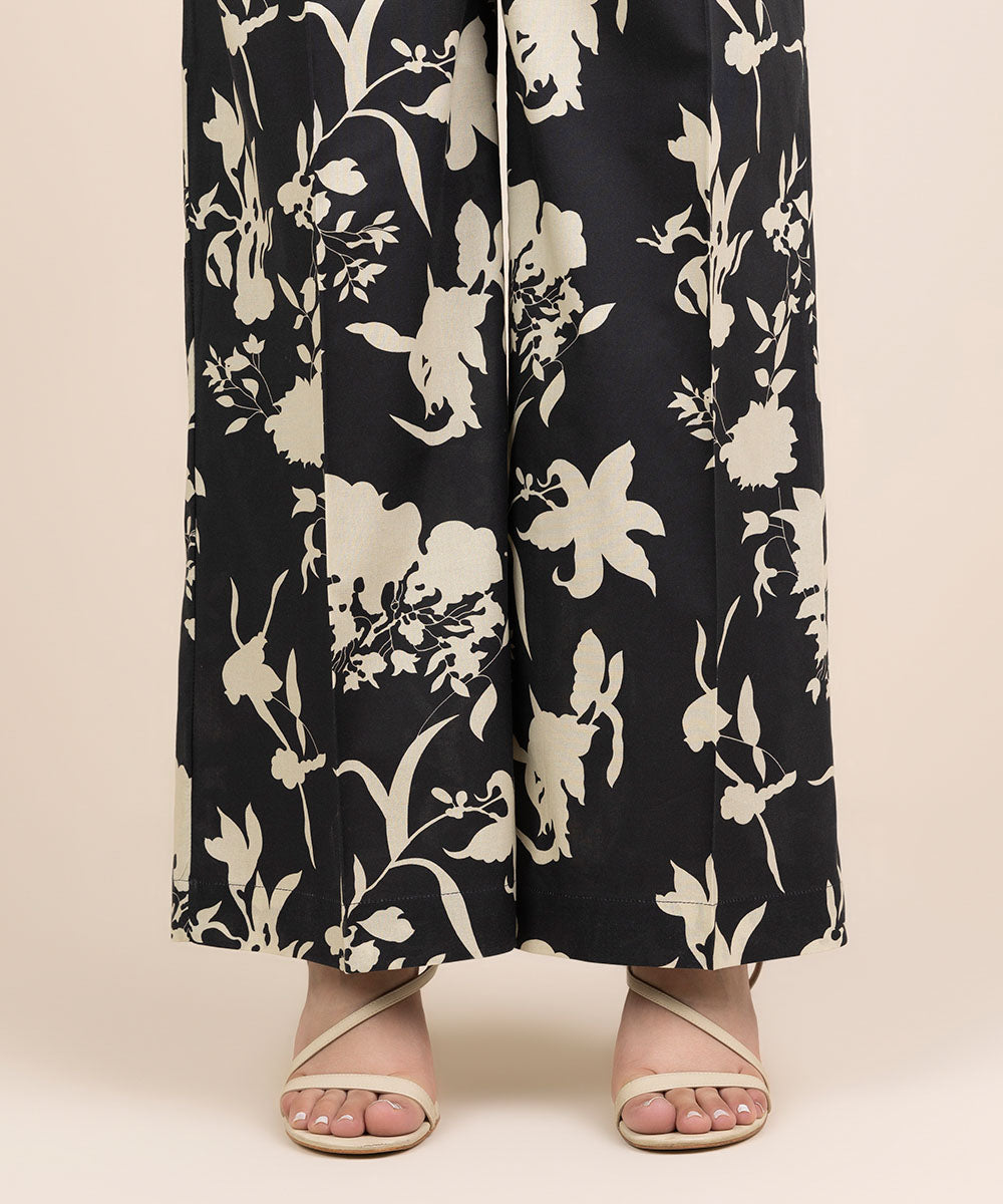 Women's RTW Cambric Black Printed Culottes