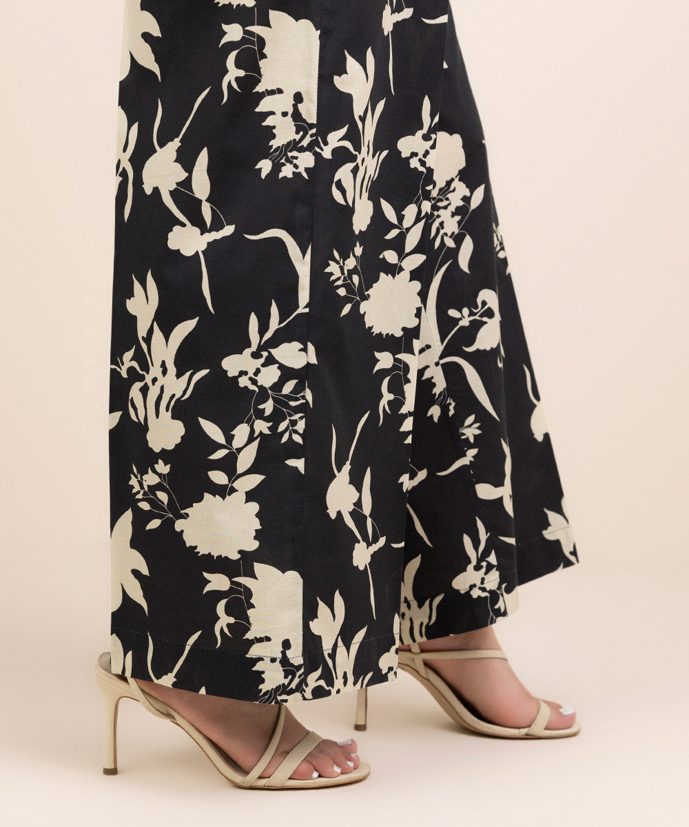 Women's RTW Cambric Black Printed Culottes