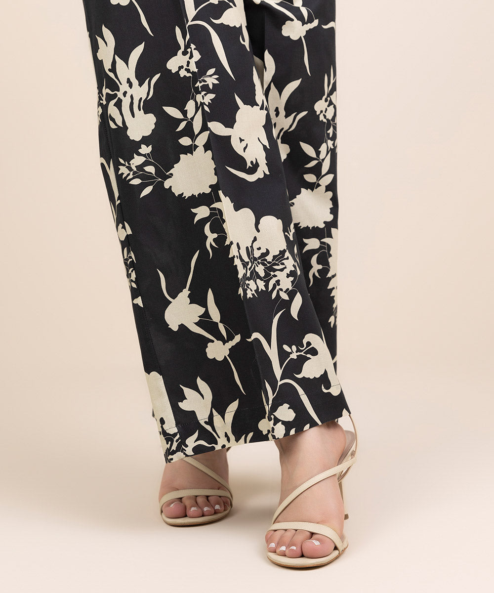 Women's RTW Cambric Black Printed Culottes