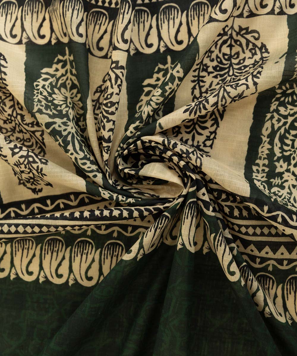 Women's Textured Voile Green Printed Dupatta