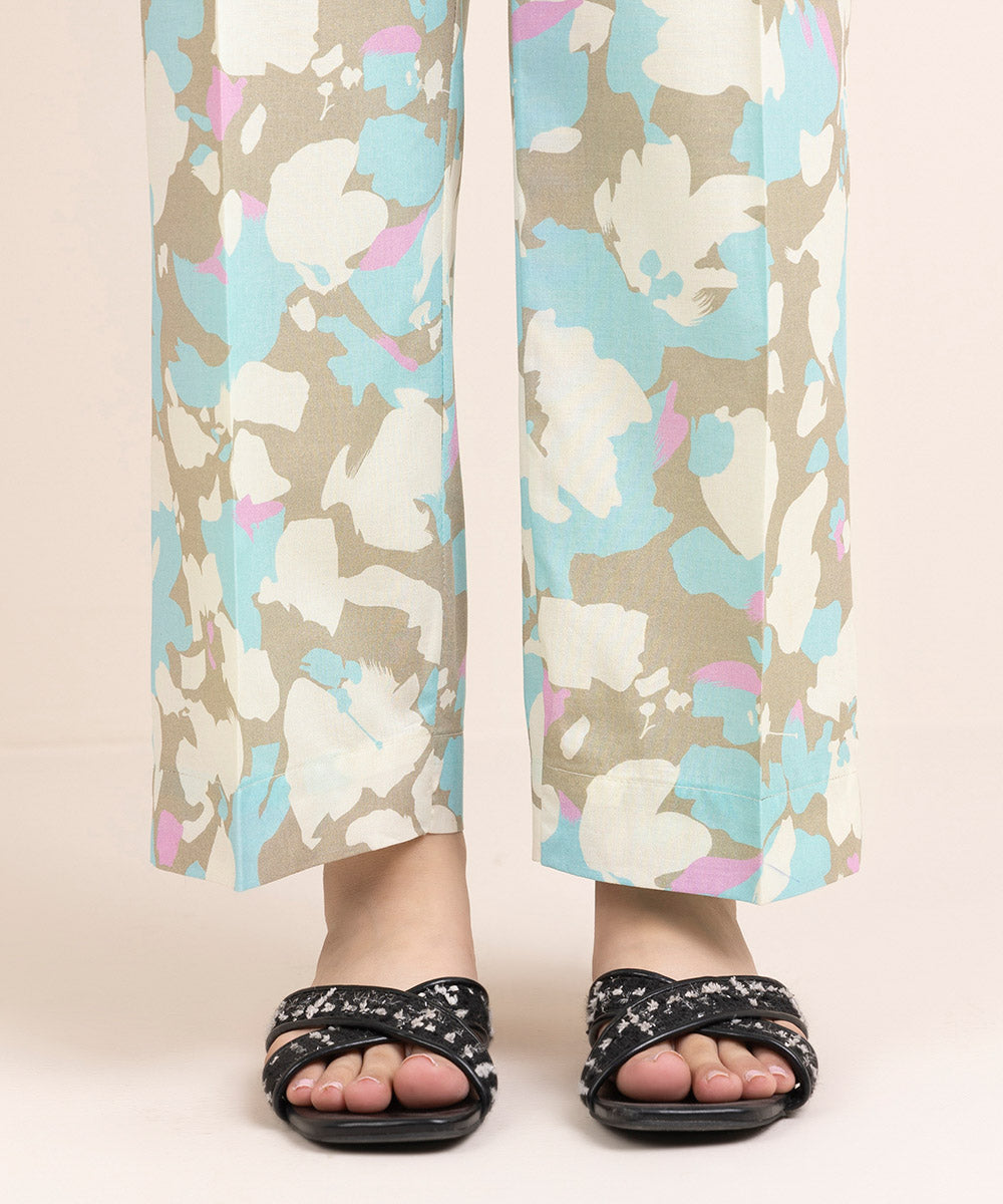 Printed Cambric Straight Pants