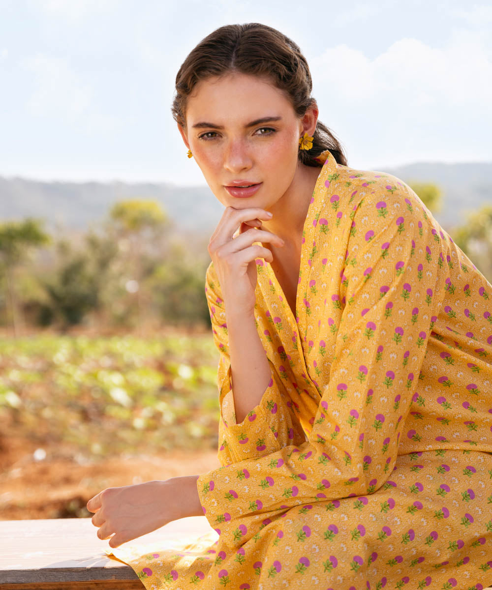 Women's Pret Lawn Yellow Printed A-Line Shirt