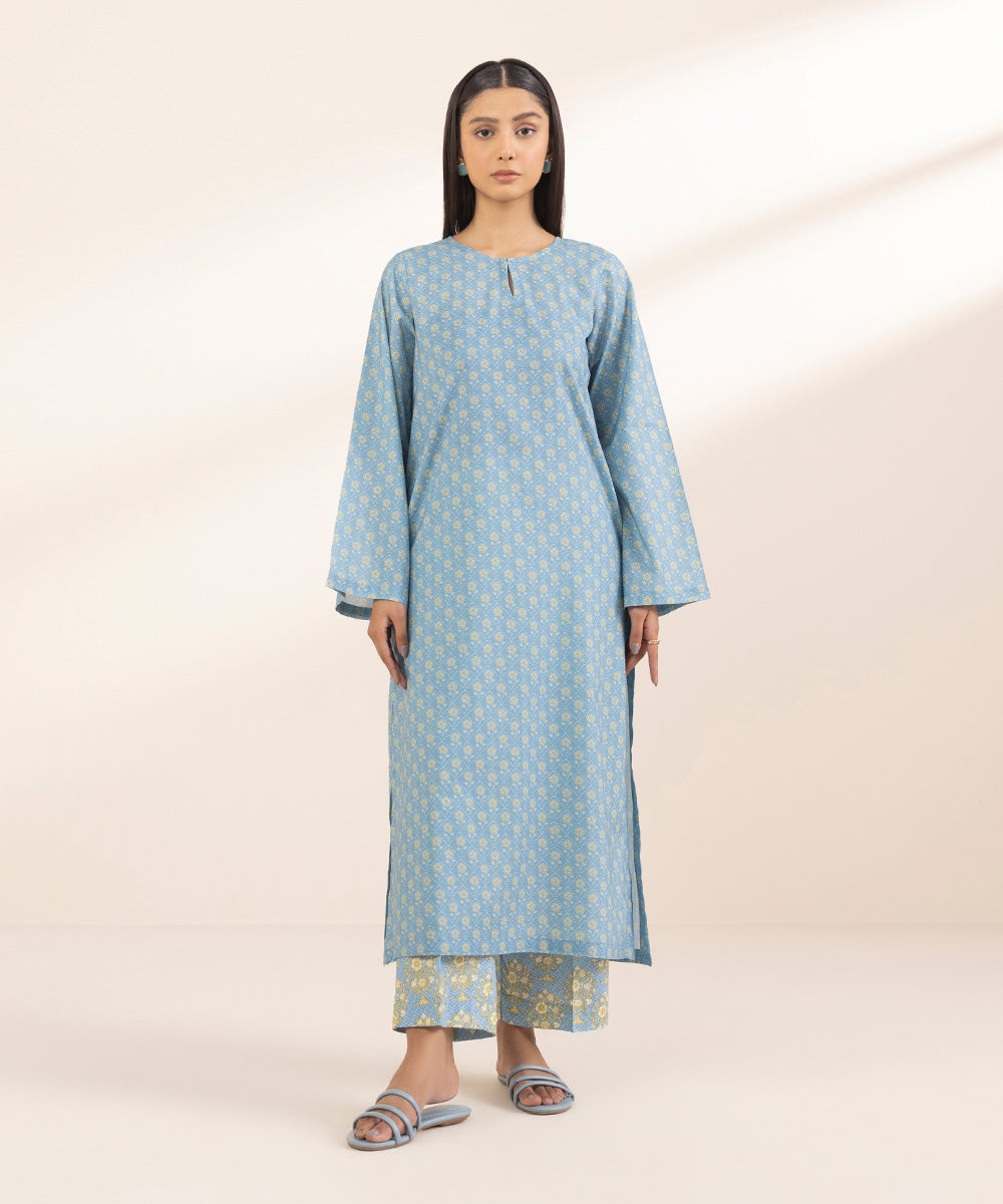 Women's Pret Lawn Blue Printed A-Line Shirt