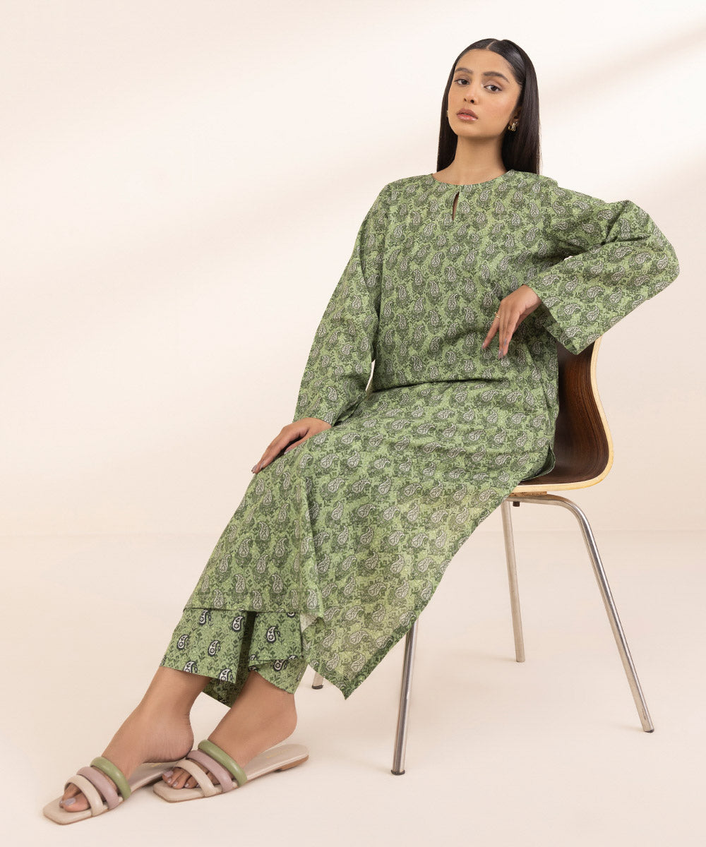 Women's Pret Lawn Green Printed A-Line Shirt