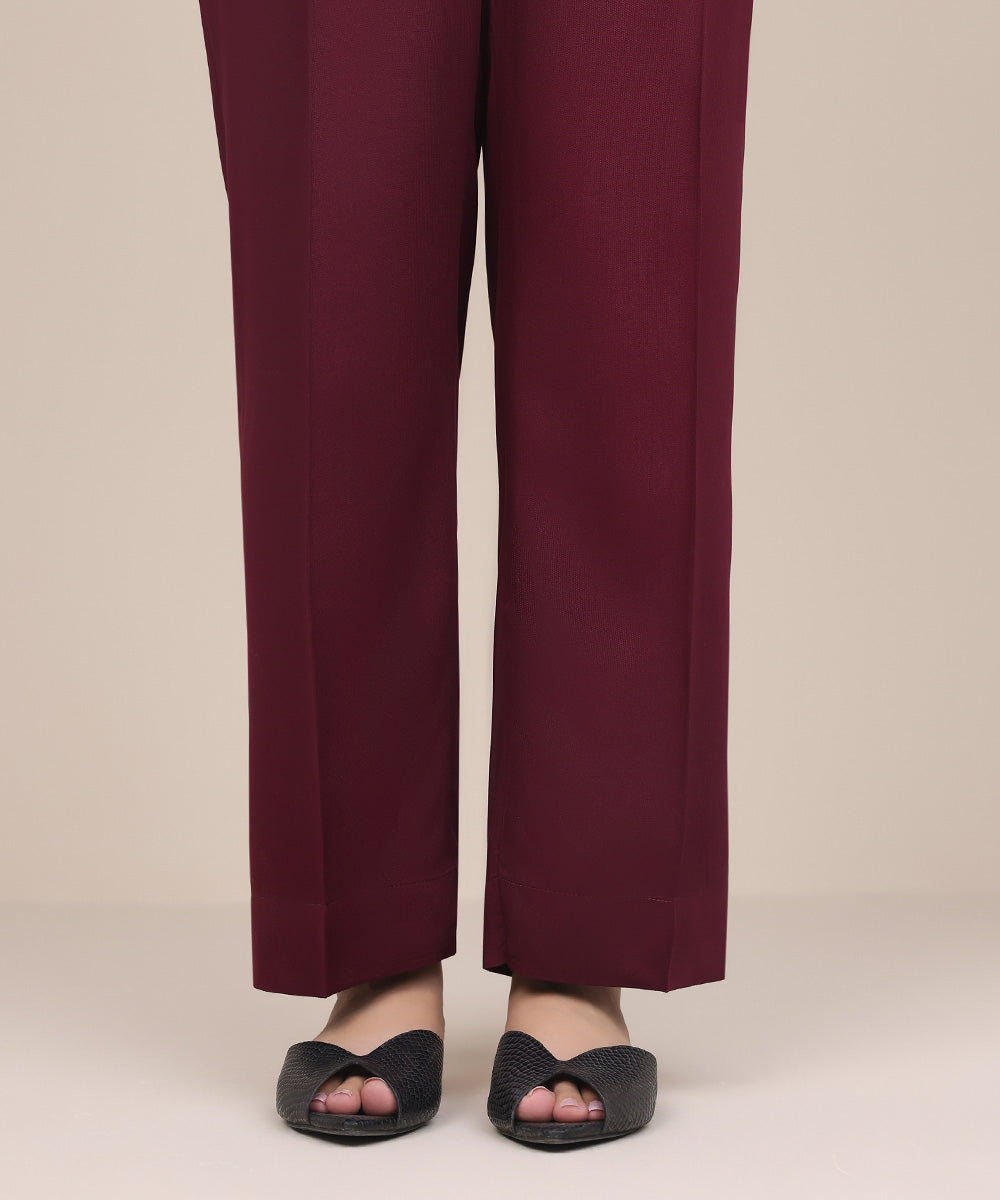 Women's Pret Bedford Purple Solid Straight Pants