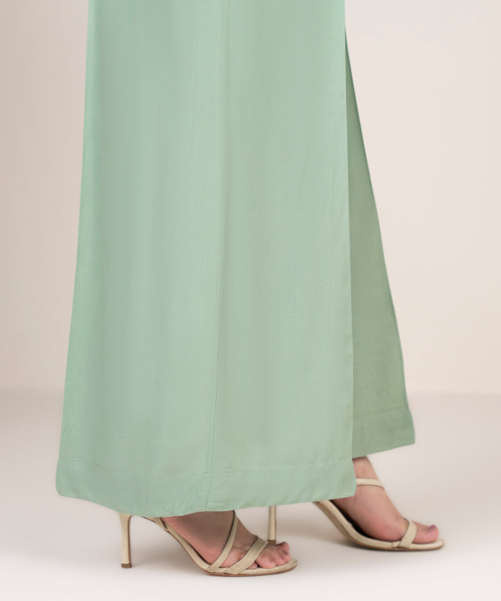 Solid Viscose Linen Flared Pants