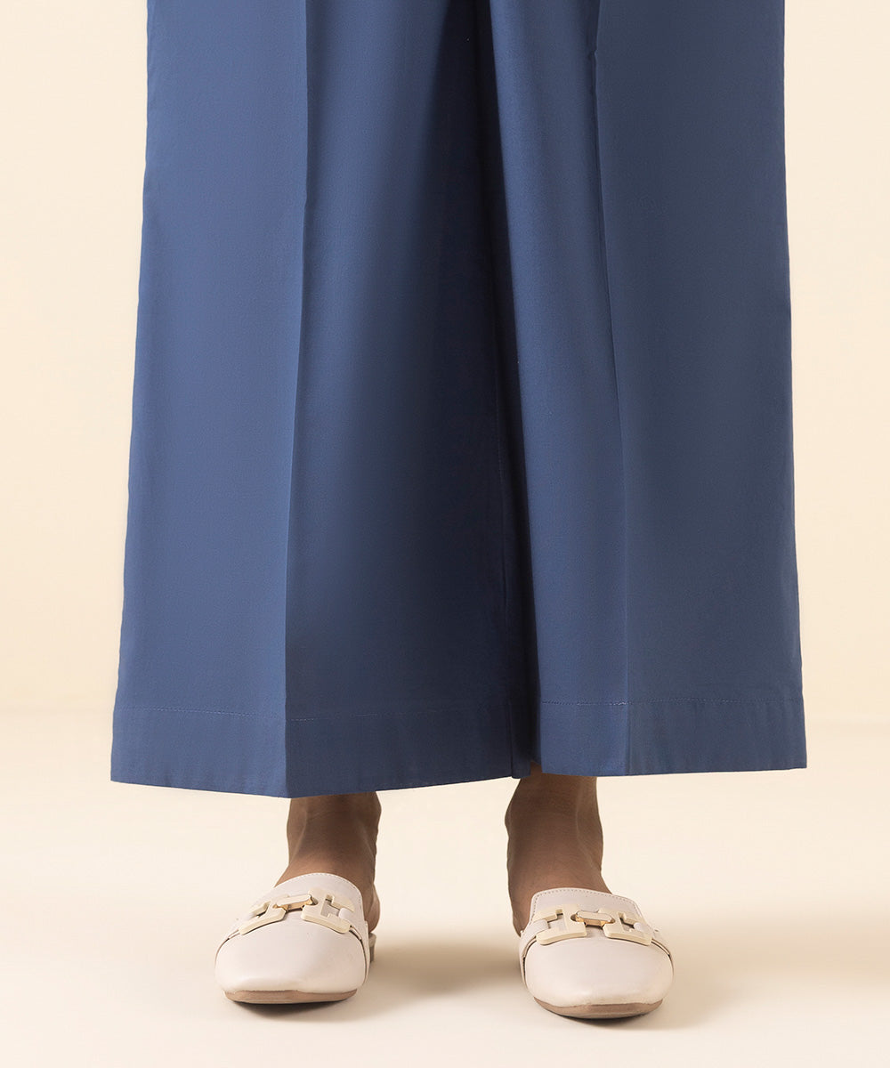 Women's Pret Cambric Blue Solid Culottes