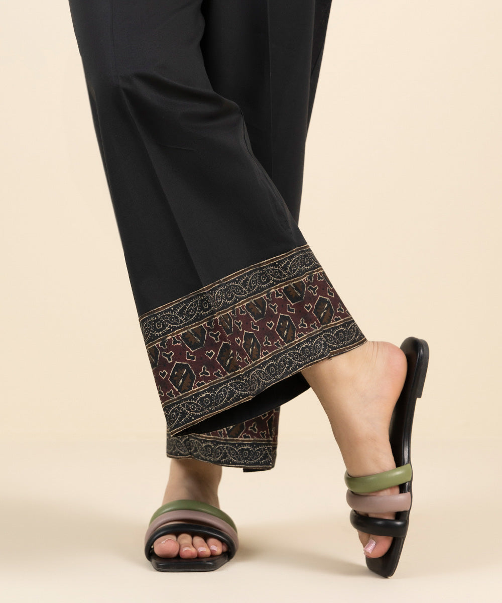 Women's Pret Cambric Black Printed Culottes