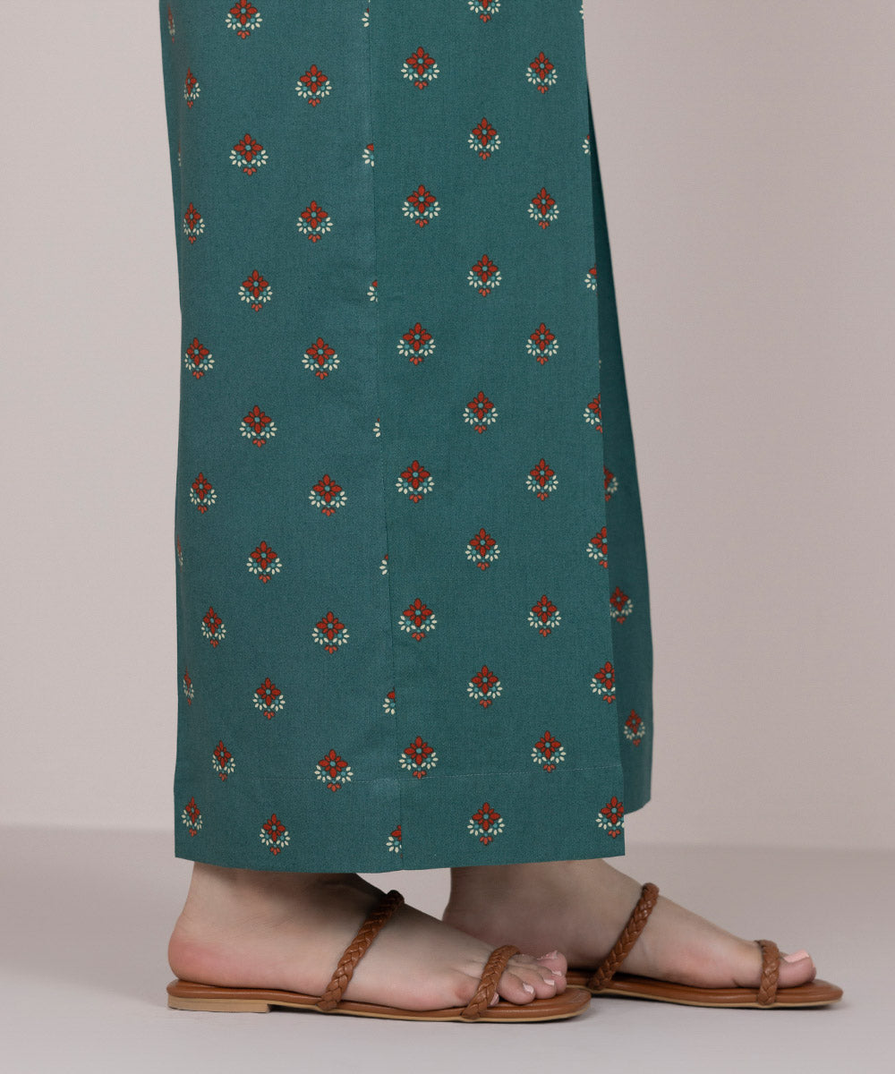 Women's Pret Cotton Green Printed Culottes