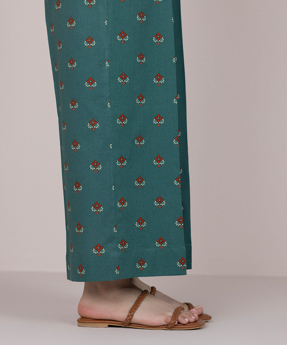 Women's Pret Cotton Green Printed Culottes