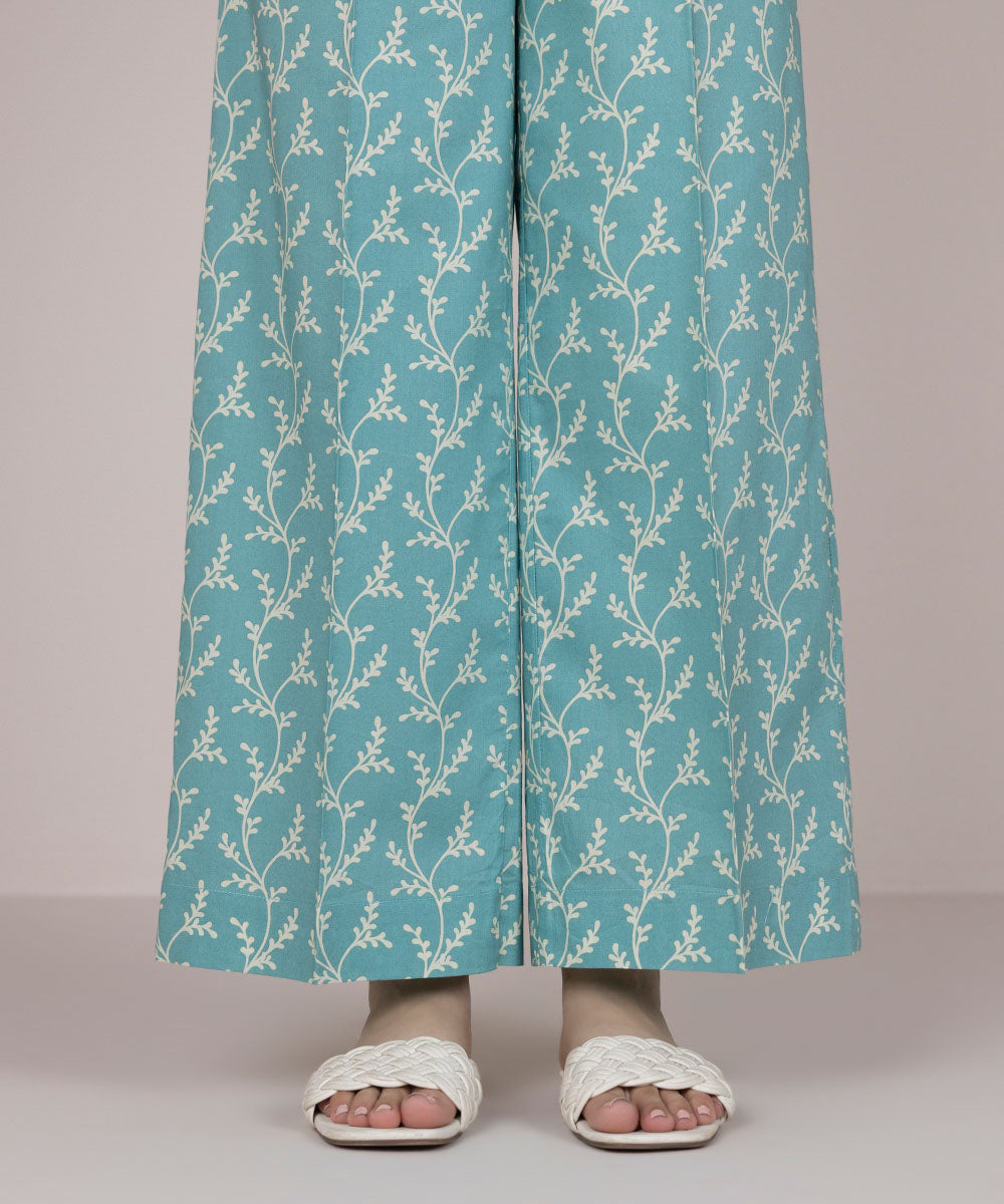 Women's Pret Cotton Blue Printed Culottes