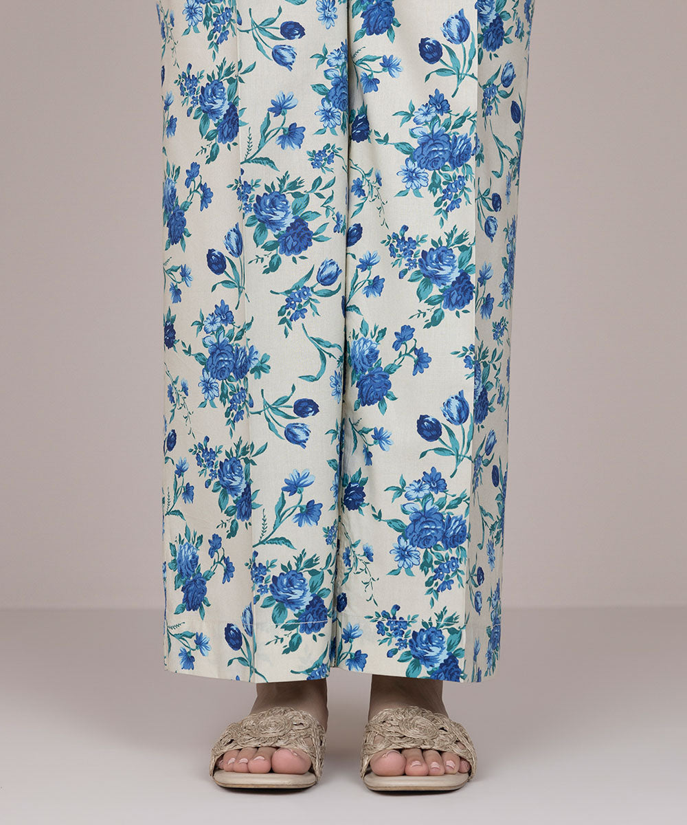 Women's Pret Cotton Off White Printed Culottes