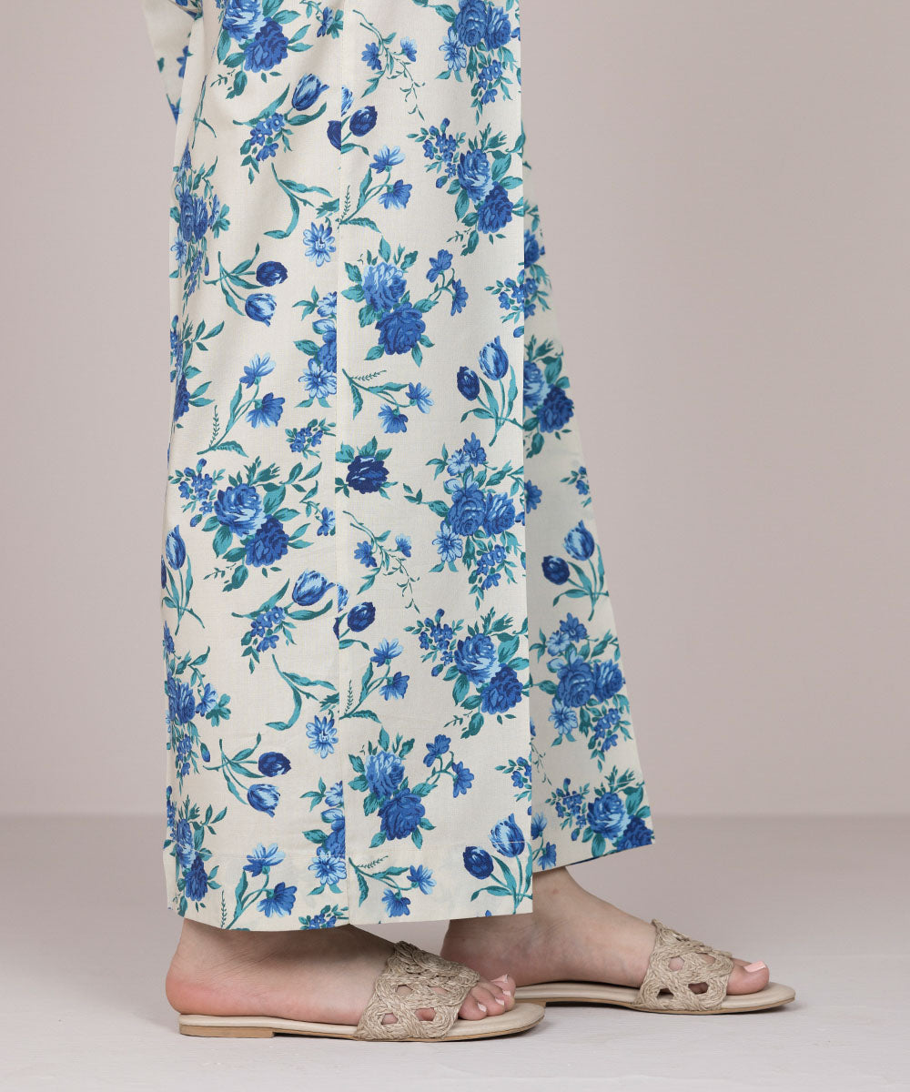 Women's Pret Cotton Off White Printed Culottes