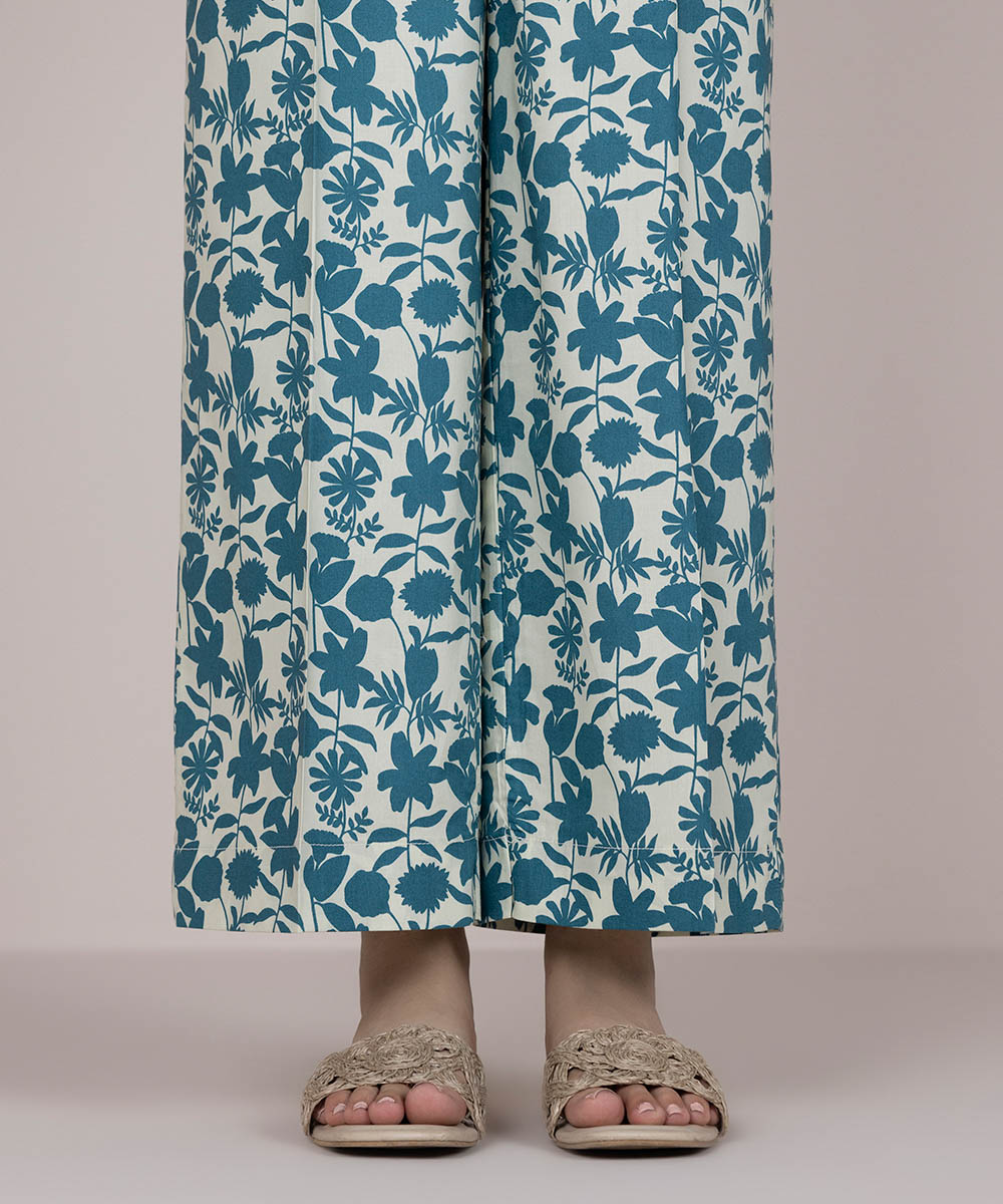 Women's Pret Cotton Blue Printed Culottes