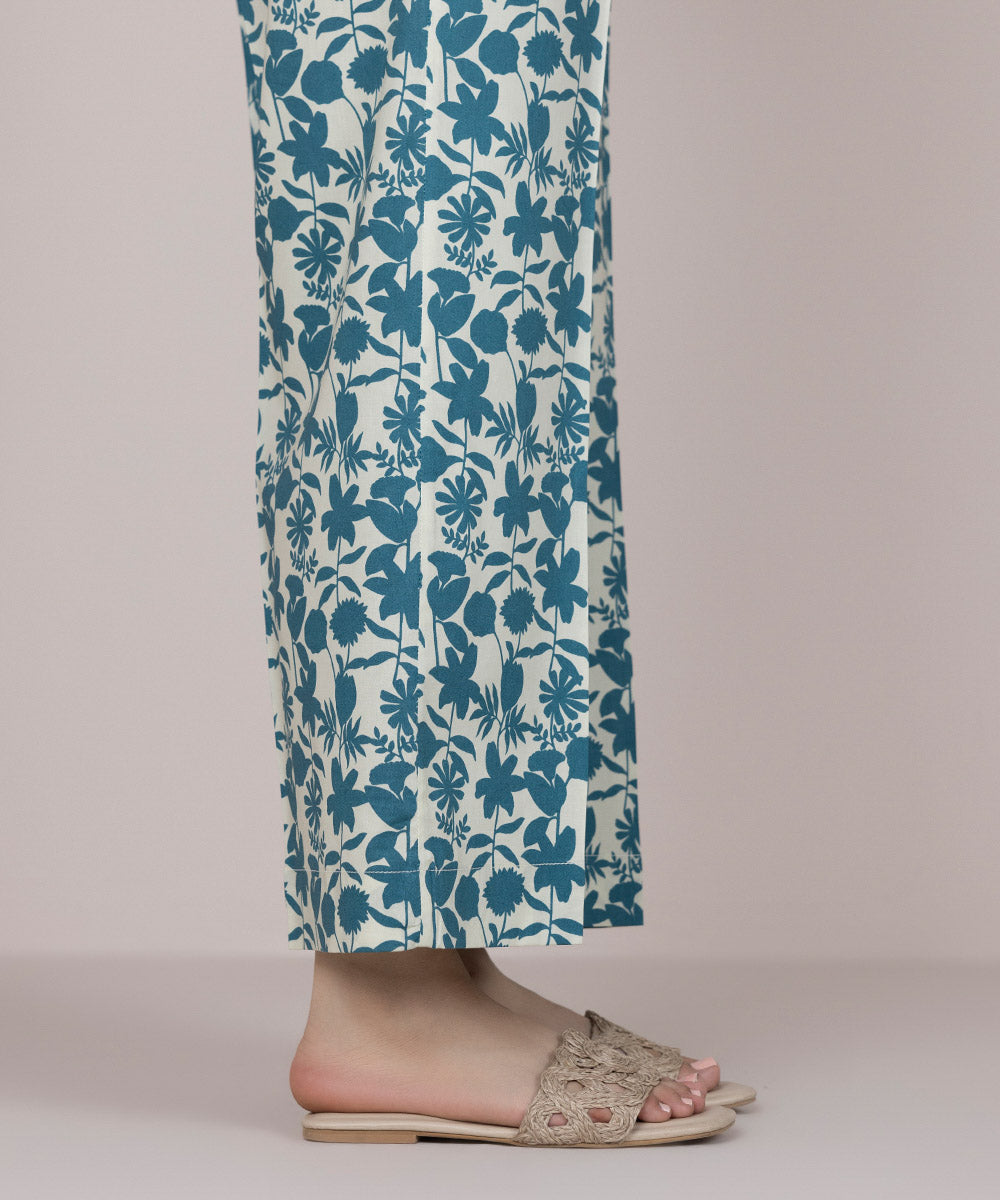 Women's Pret Cotton Blue Printed Culottes