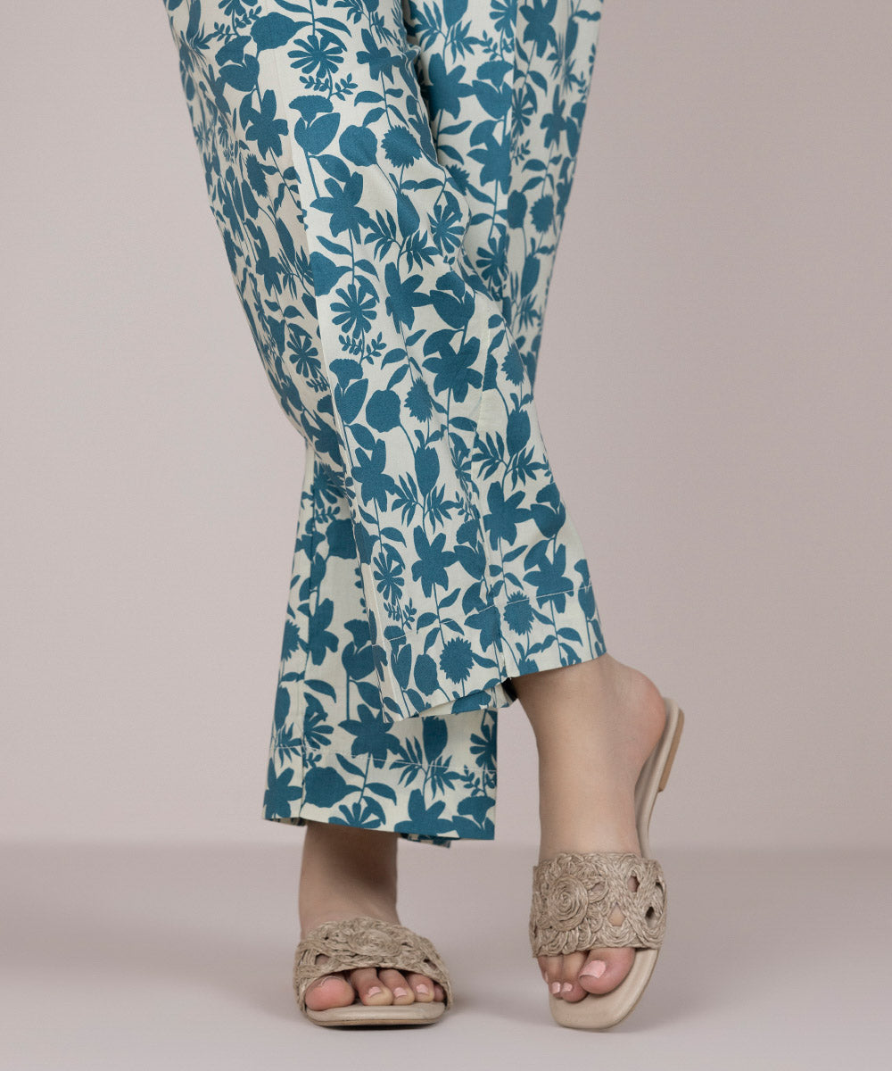 Women's Pret Cotton Blue Printed Culottes