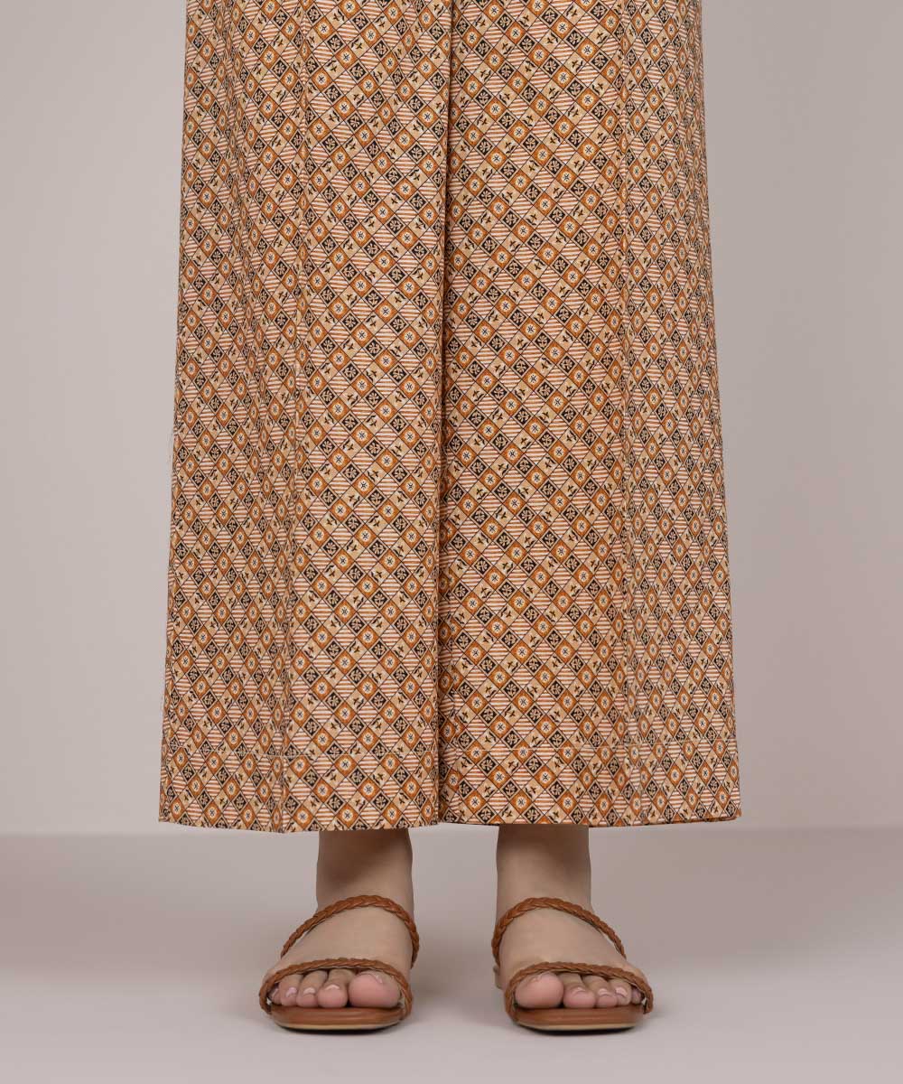 Women's Pret Cotton Brown Printed Culottes