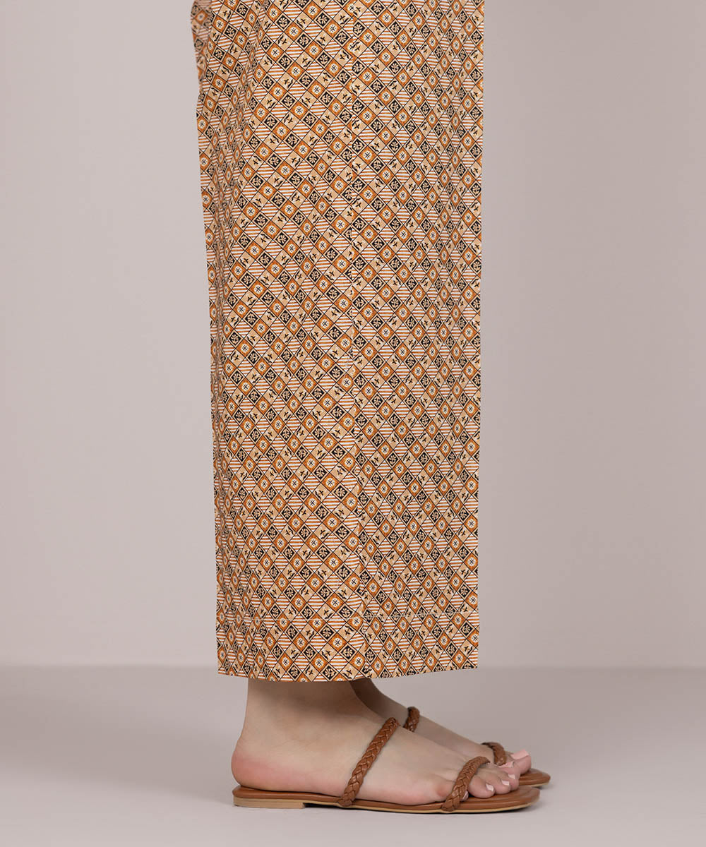 Women's Pret Cotton Brown Printed Culottes