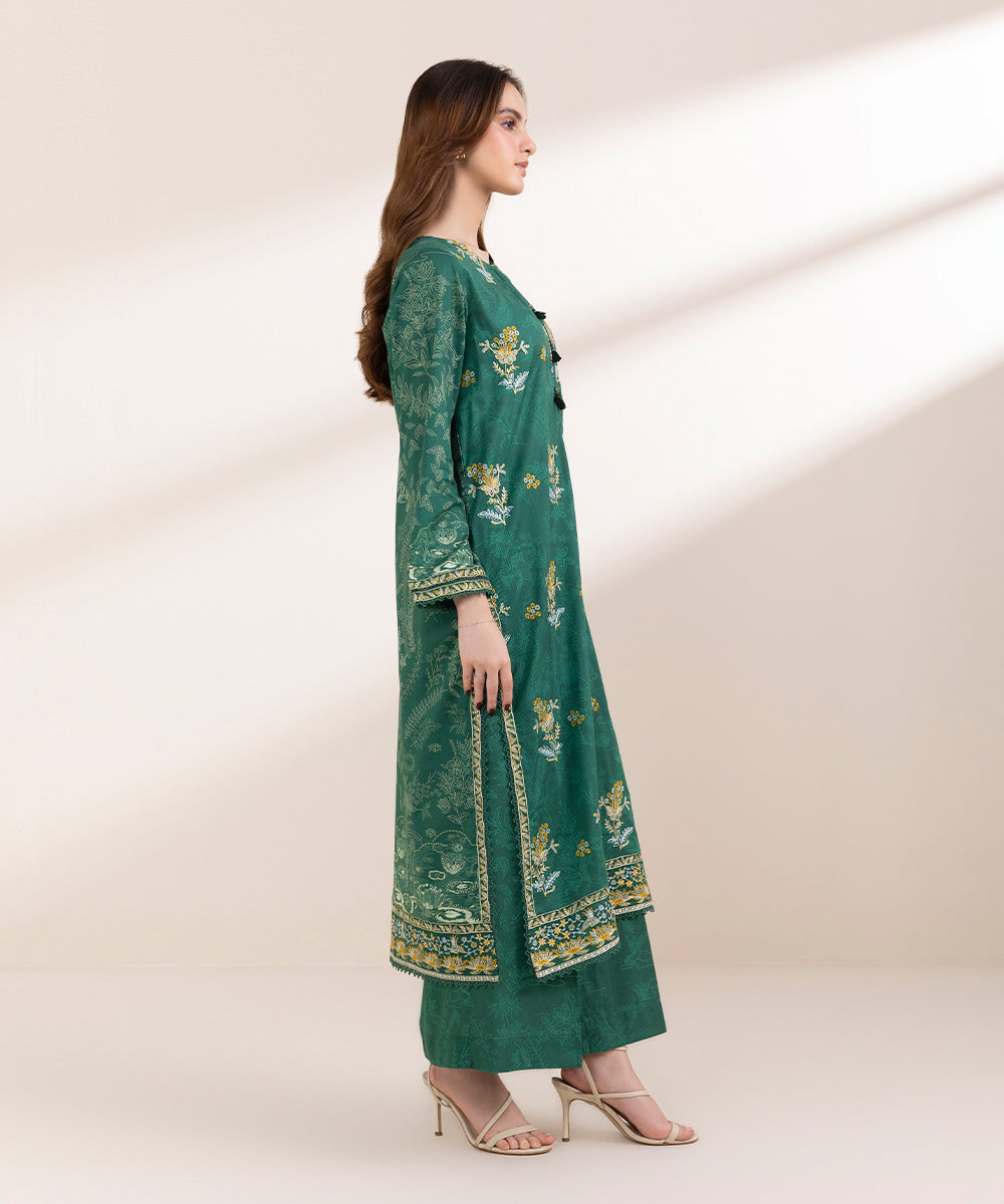 Women's Pret Lawn Green Embroidered A-Line Shirt