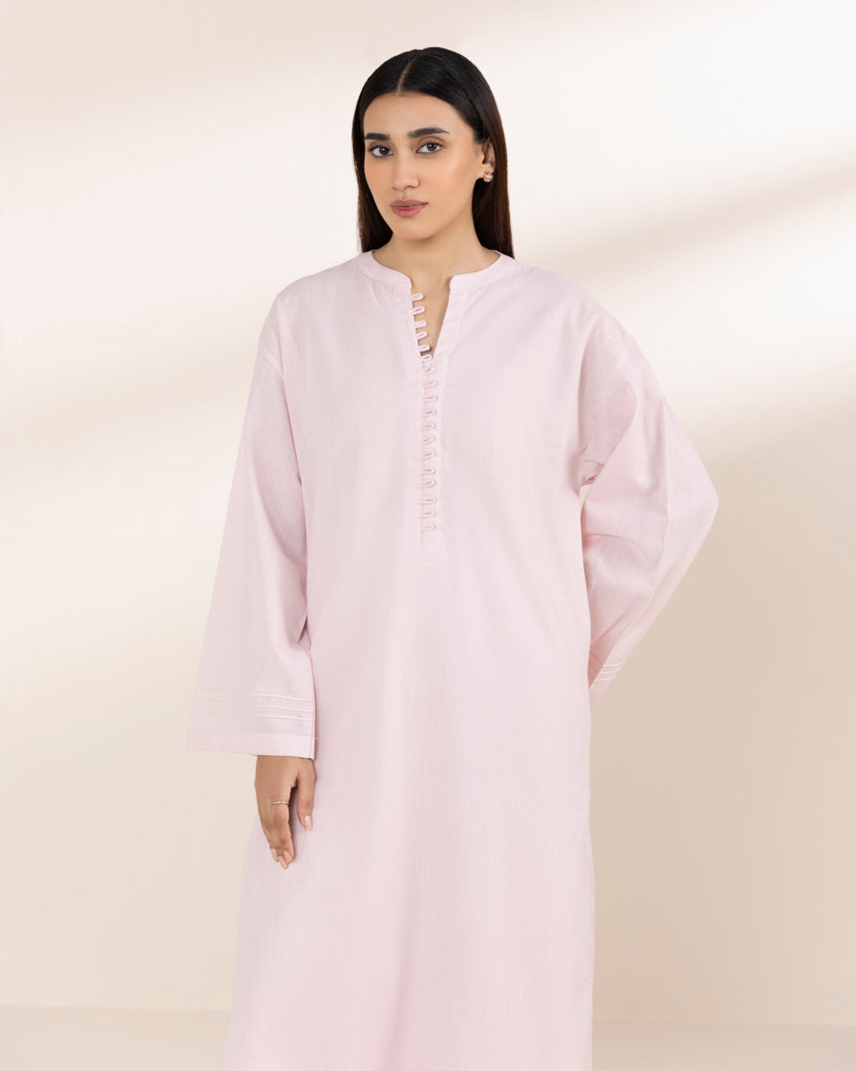 Women's RTW Cotton Linen Pink Solid Boxy Shirt
