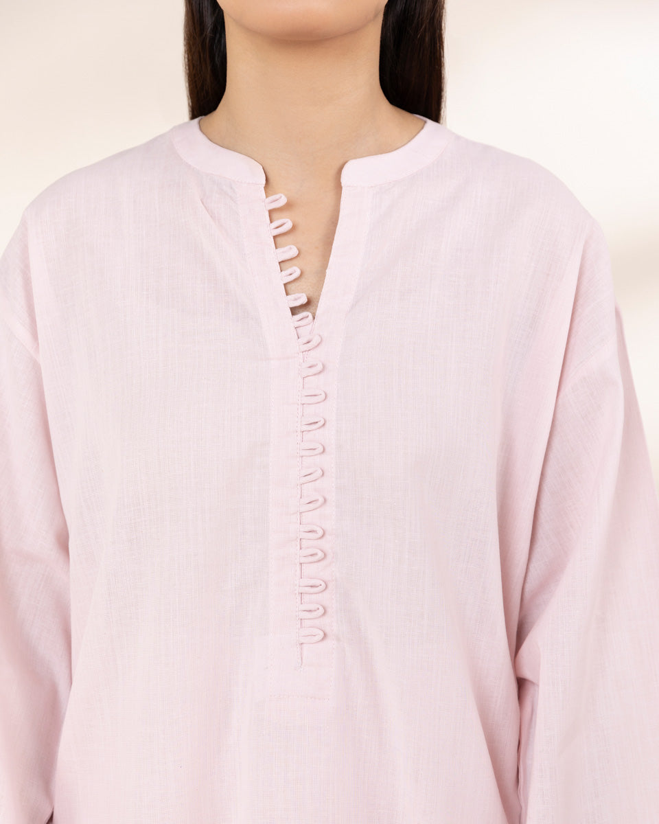 Women's RTW Cotton Linen Pink Solid Boxy Shirt