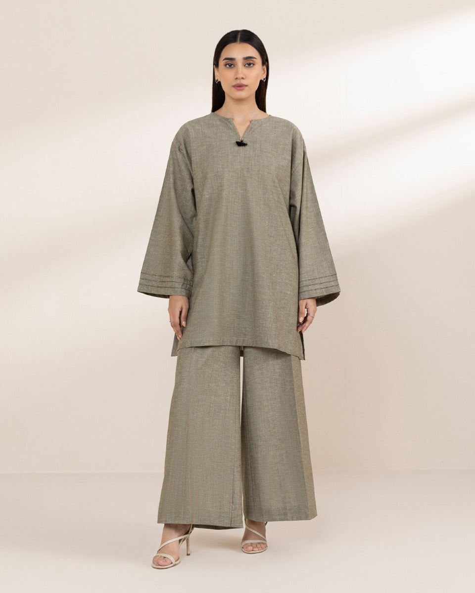 Women's RTW Cotton Linen Grey Solid Boxy Shirt