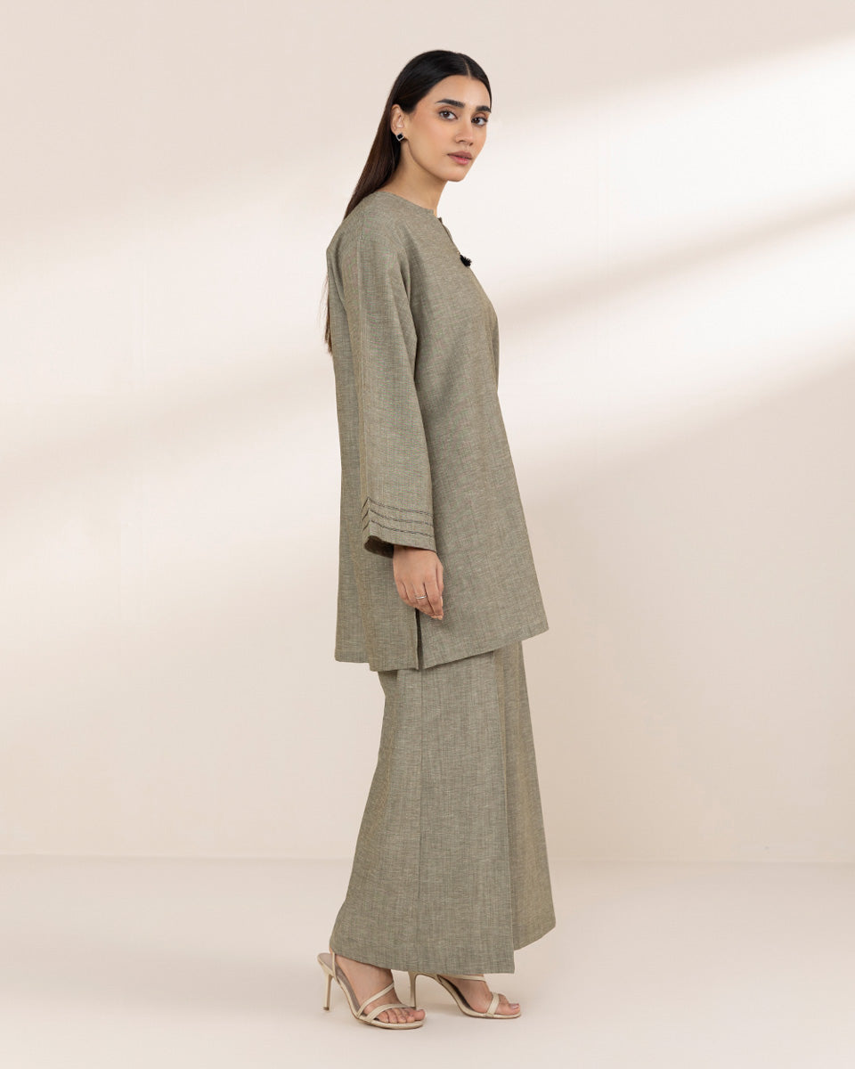 Women's RTW Cotton Linen Grey Solid Boxy Shirt