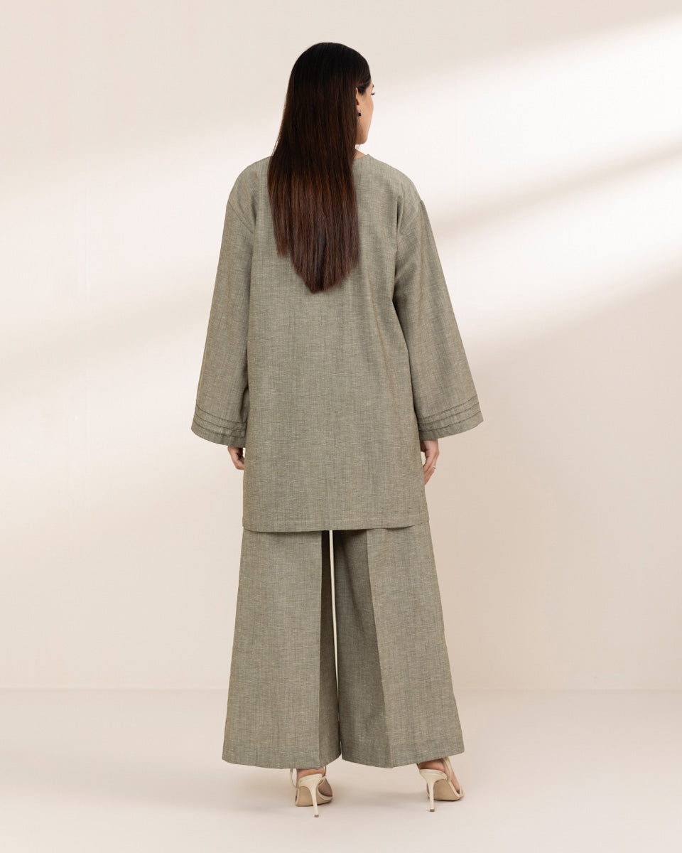 Women's RTW Cotton Linen Grey Solid Boxy Shirt