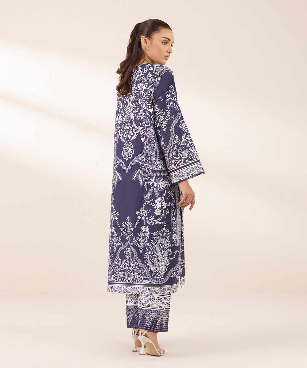 Women's RTW Lawn Blue Printed Boxy Shirt