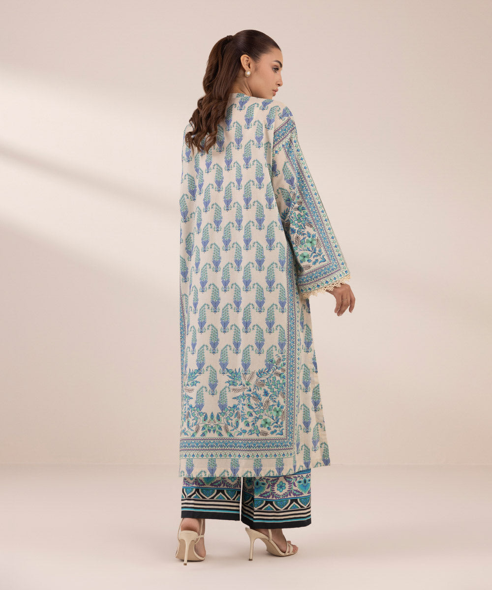 Women's RTW Lawn Blue Printed Boxy Shirt