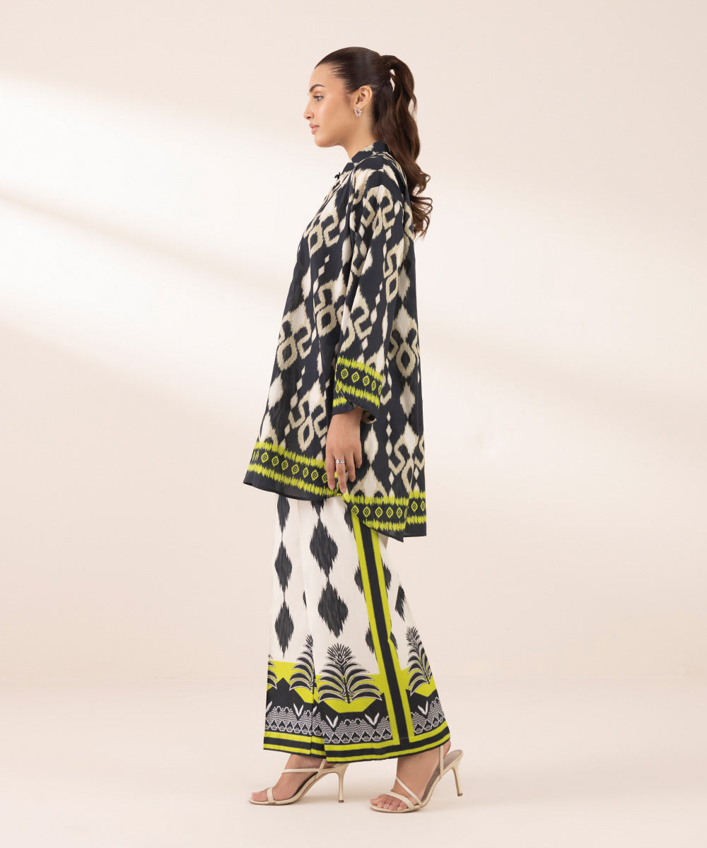 Women's RTW Lawn Multi Printed Button Down Shirt