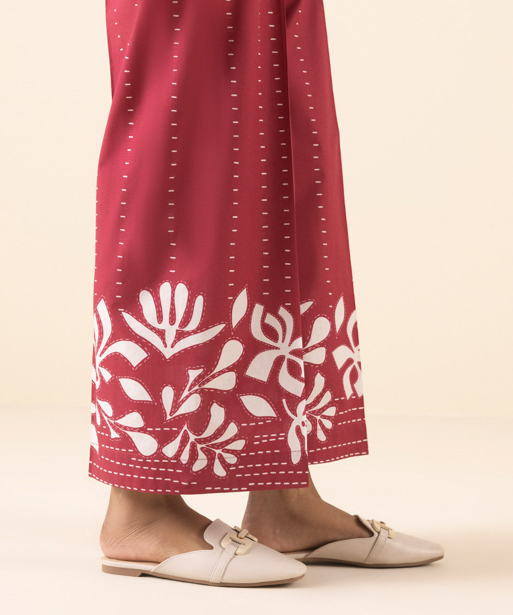 Women's Pret Cambric Red Printed Culottes