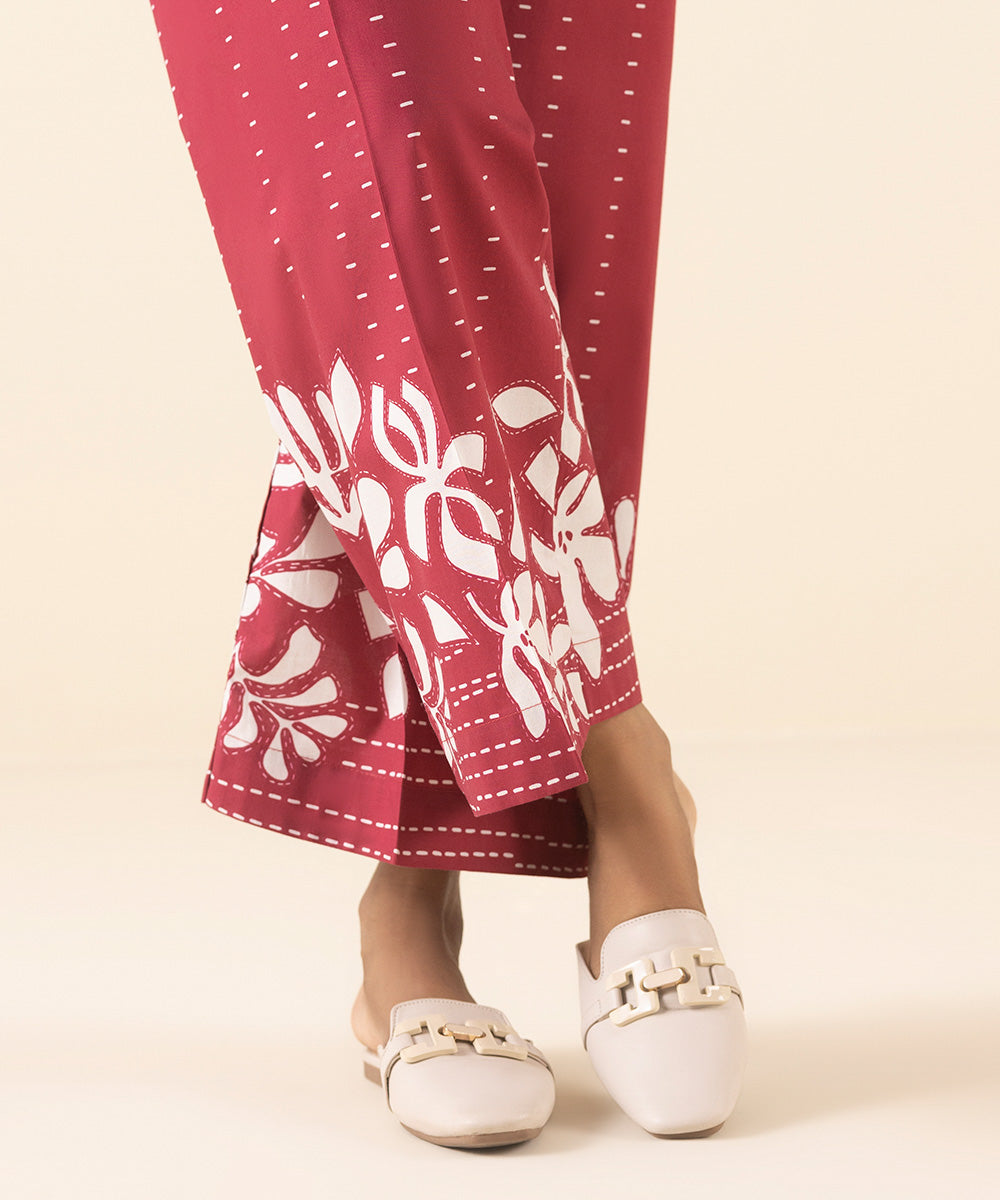 Women's Pret Cambric Red Printed Culottes