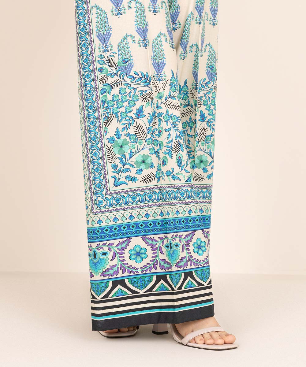 Women's RTW Cambric Blue Printed Culottes