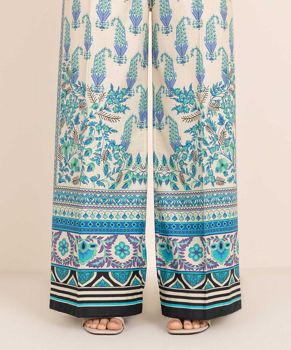 Women's RTW Cambric Blue Printed Culottes