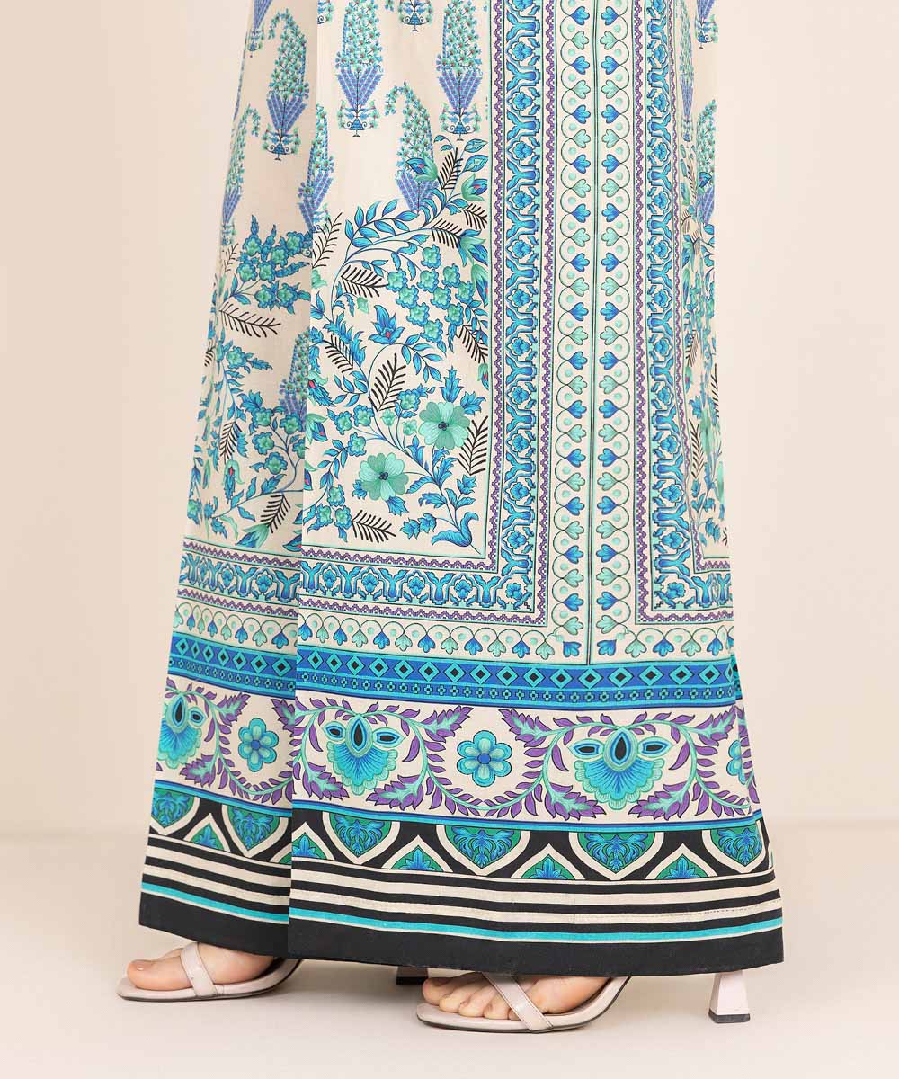 Women's RTW Cambric Blue Printed Culottes