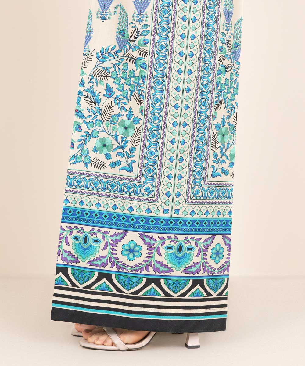 Women's RTW Cambric Blue Printed Culottes
