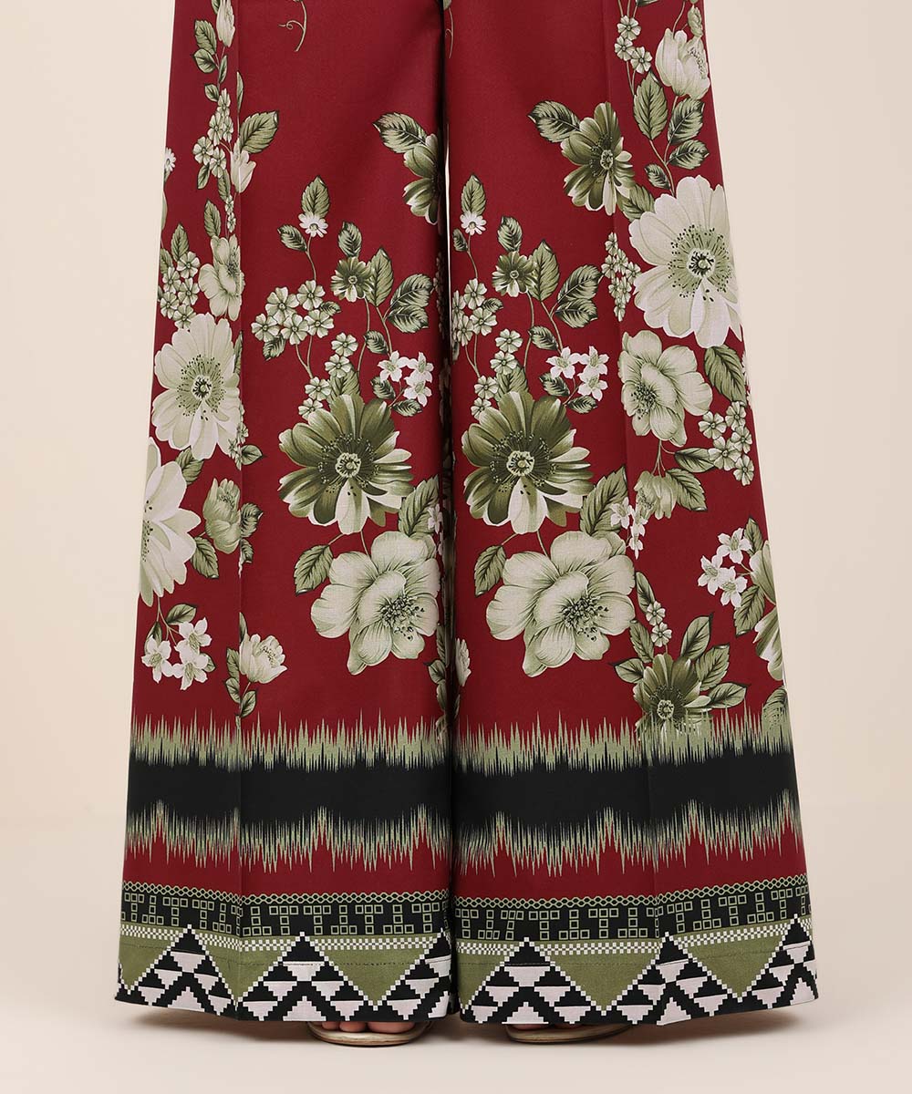 Women's RTW Cambric Red Printed Flared Pants