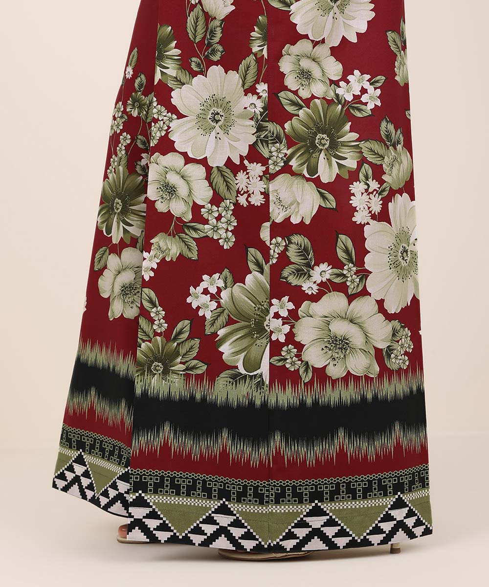 Women's RTW Cambric Red Printed Flared Pants