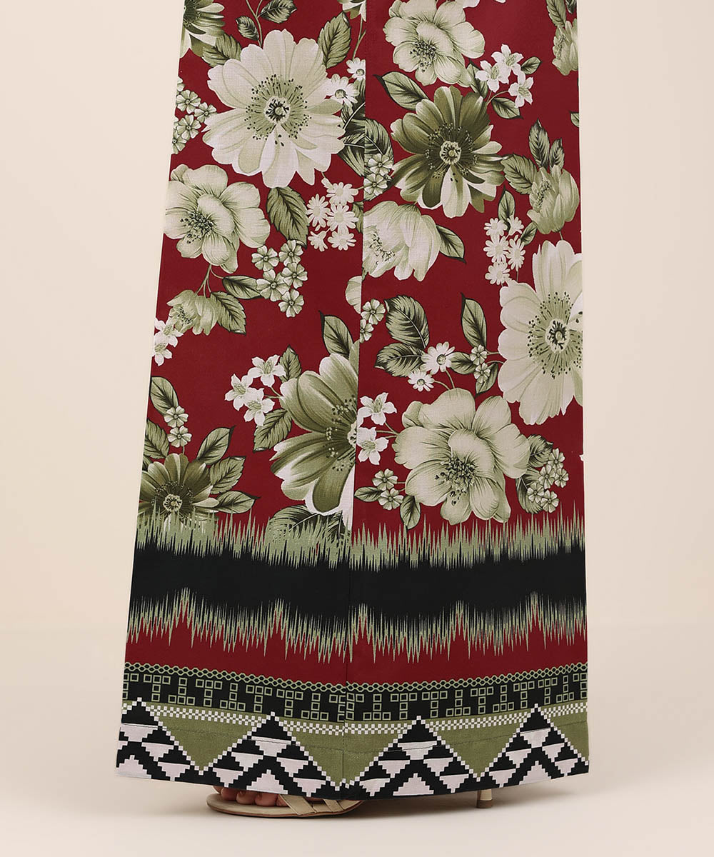 Women's RTW Cambric Red Printed Flared Pants