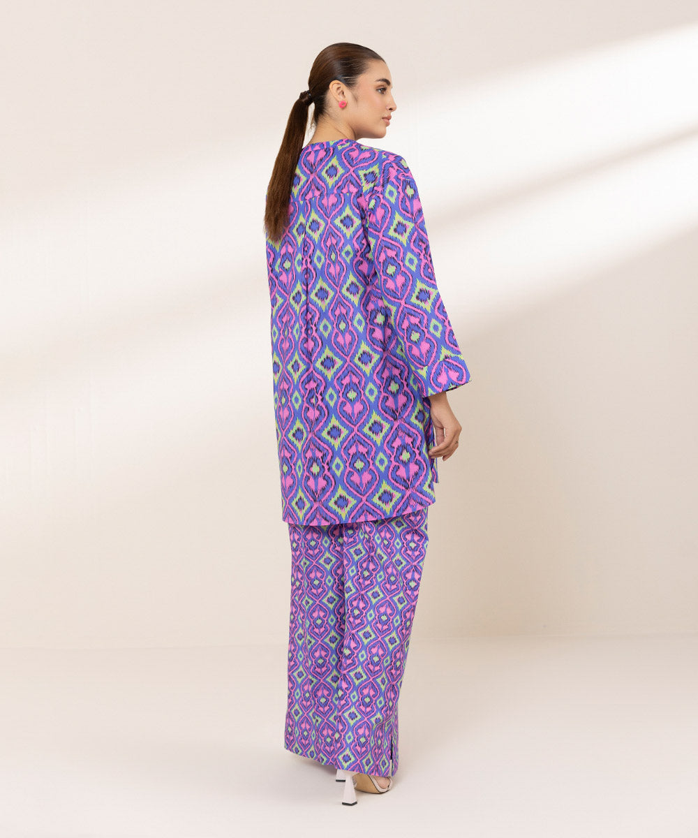 Women's RTW Cross Hatch Blue Printed Boxy Shirt
