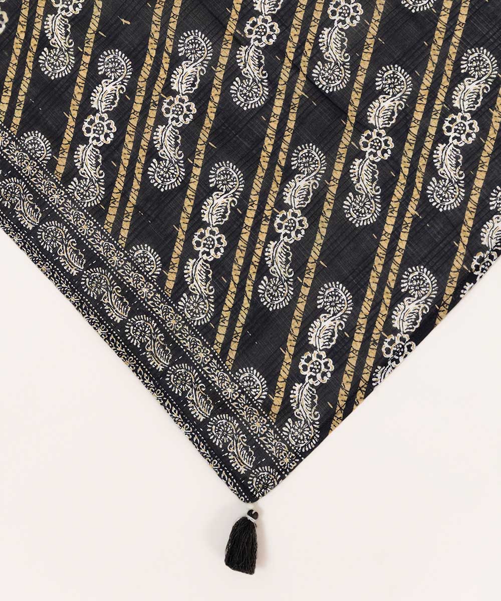 Textured Voile Black Printed Dupatta