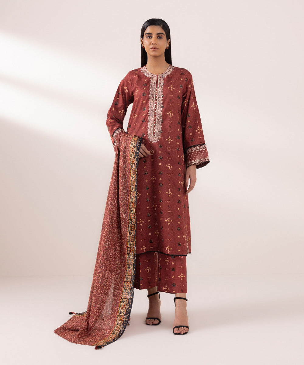 Fine Voile Red Printed Dupatta