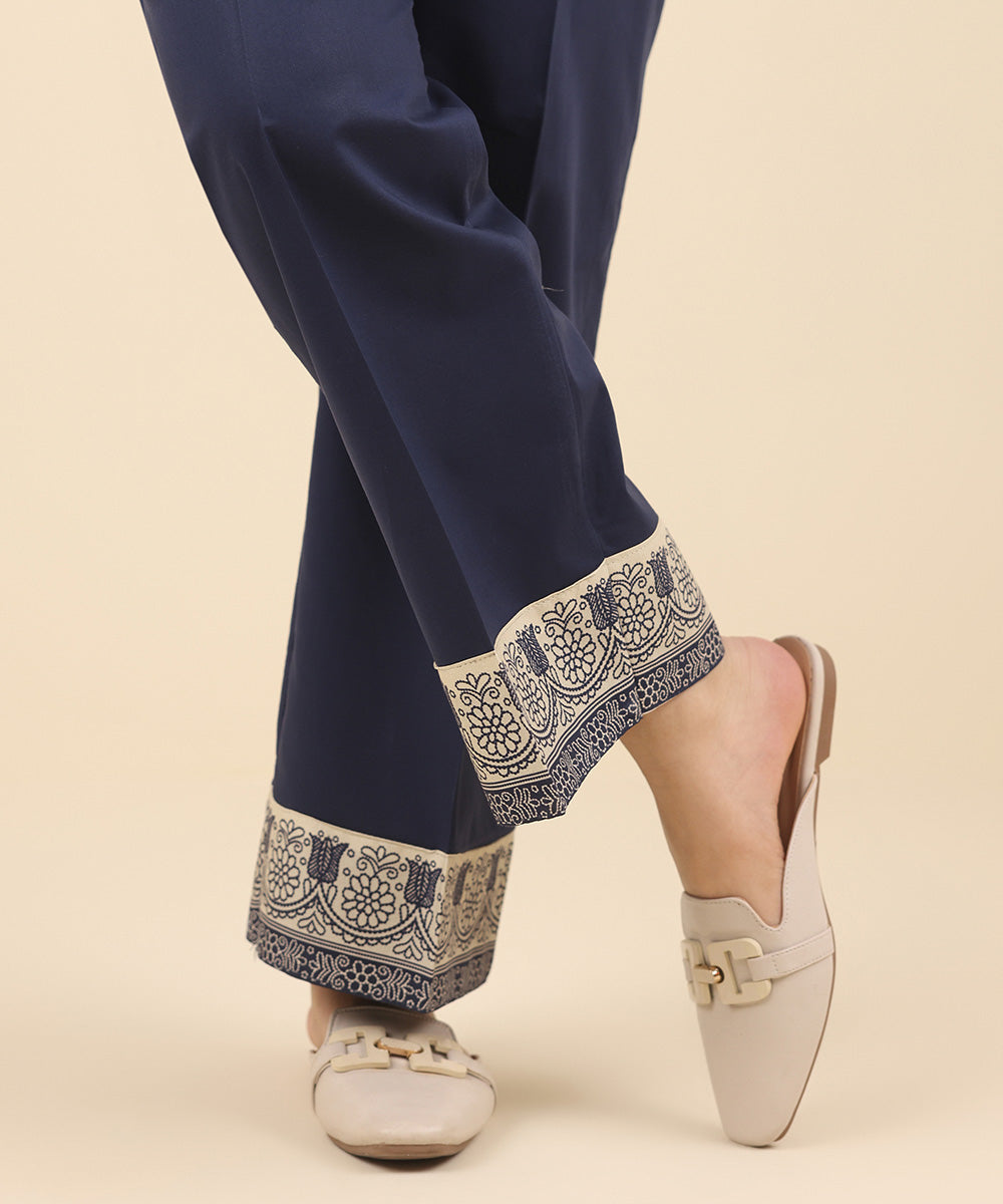 Women's Pret Cambric Blue Solid Culottes