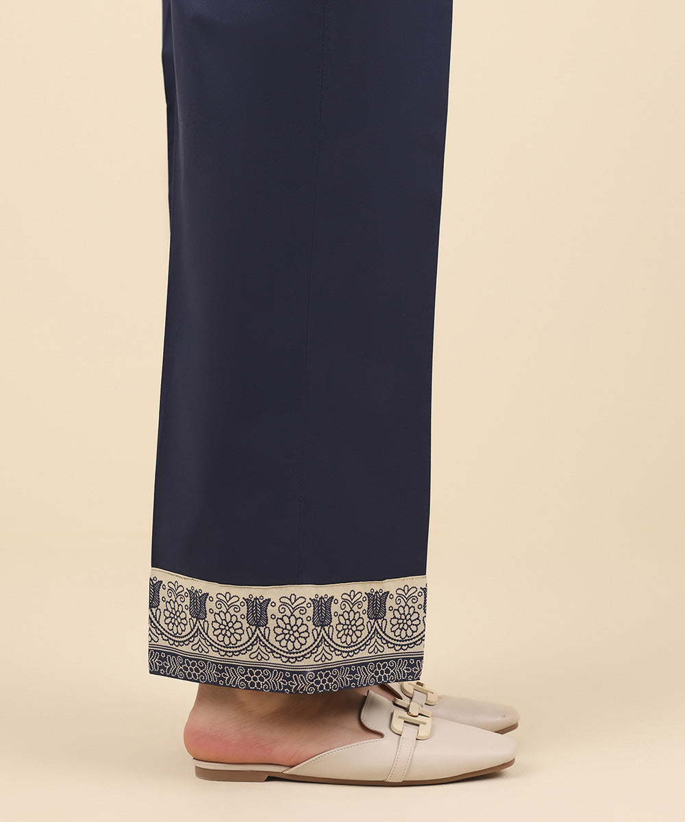 Women's Pret Cambric Blue Solid Culottes